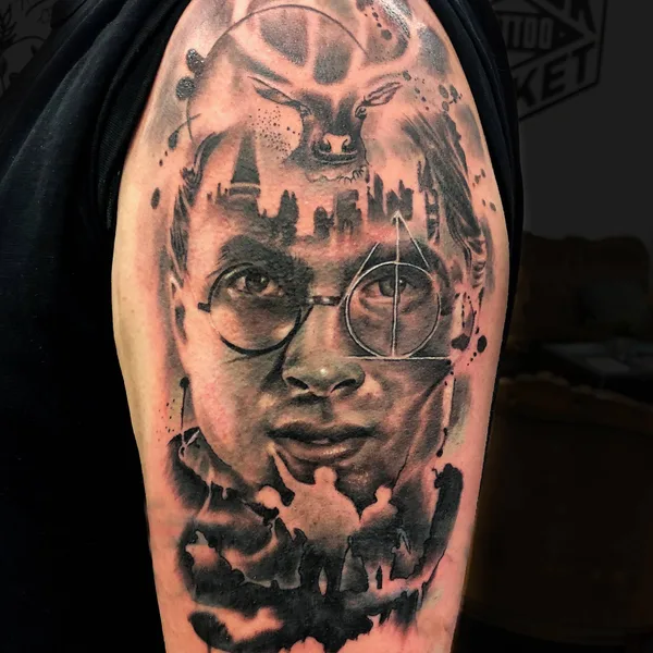 Black & Grey tattoo by Del May