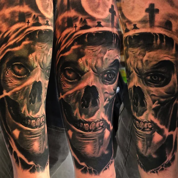 Black & Grey tattoo by Del May