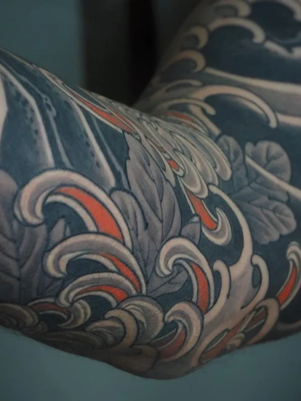 color japanese Tatuagem em elbow #43896 | Tatuador Денис Фетисов