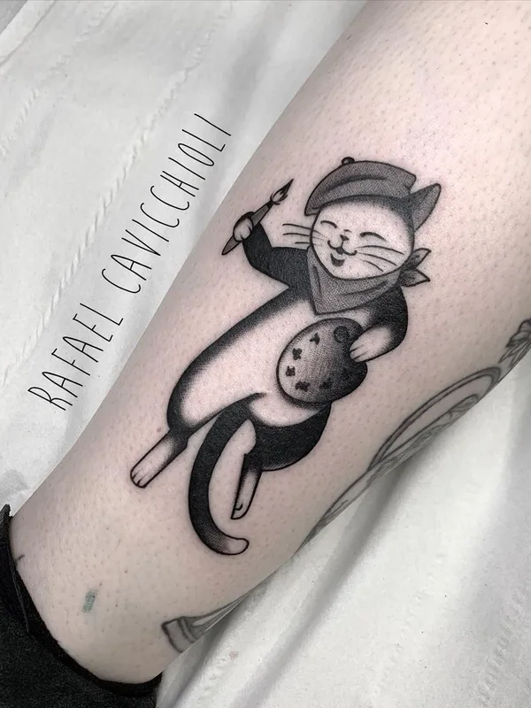black and grey blackwork 타투 부위 calf #43925 | 타투이스트 Rafael Cavicchioli