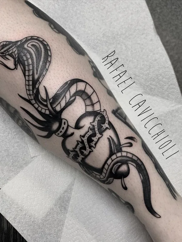 black and grey blackwork 타투 부위 calf #43920 | 타투이스트 Rafael Cavicchioli