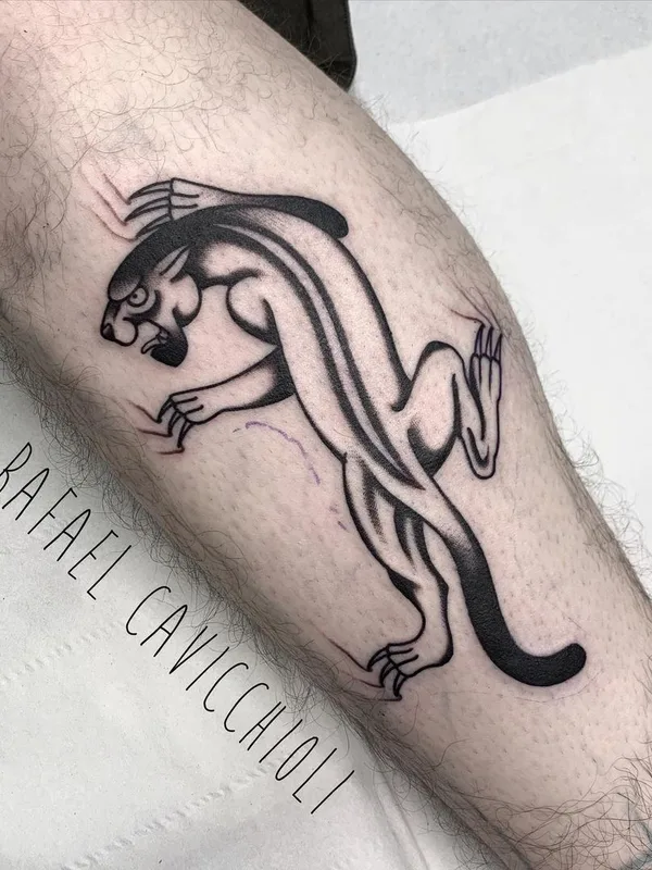 black traditional 타투 부위 calf #43927 | 타투이스트 Rafael Cavicchioli