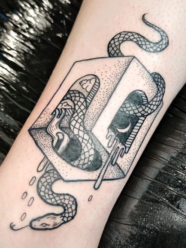 black blackwork tatuaje en calf #43938 | Tatuador Polly Heggenes