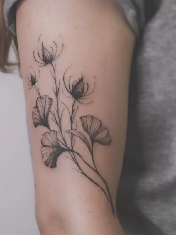female black and grey linework tattoo auf forearm #43992 | Tätowierer Полина Тарасенко