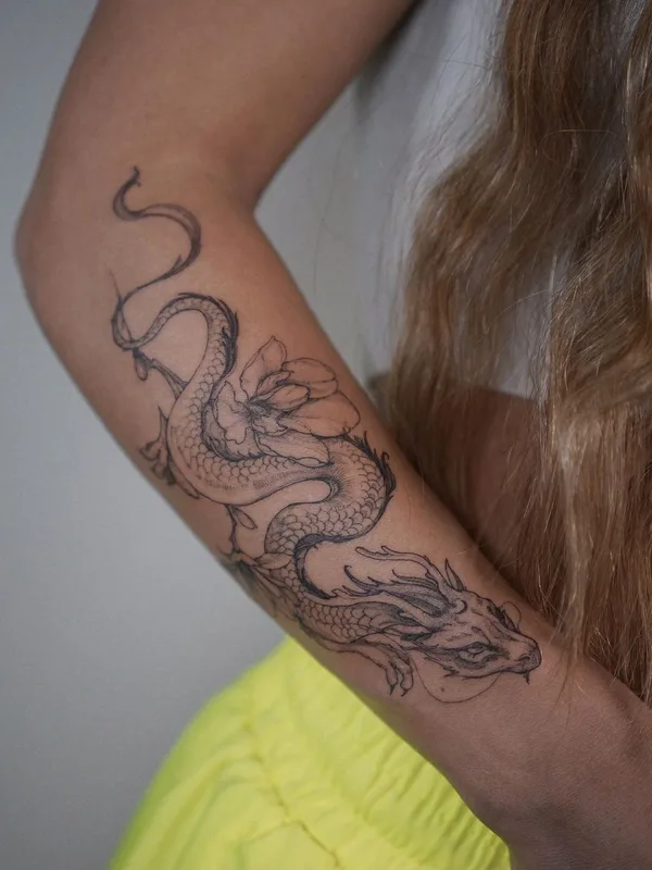 female black japanese tattoo on forearm #44092 | Tattoo Artist Полина Матвеева
