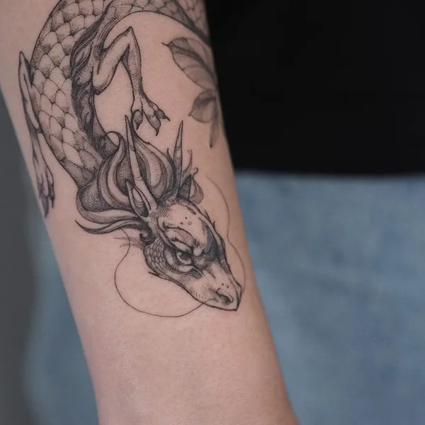 Graphic tattoo by Полина Матвеева in Saint Petersburg