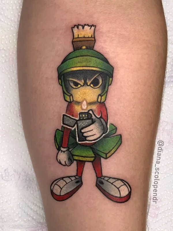 color cartoon tattoo on calf #44130 | Tattoo Artist Диана Геворкян
