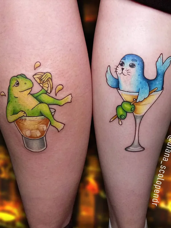 color illustrative tattoo on calf #44131 | Tattoo Artist Диана Геворкян