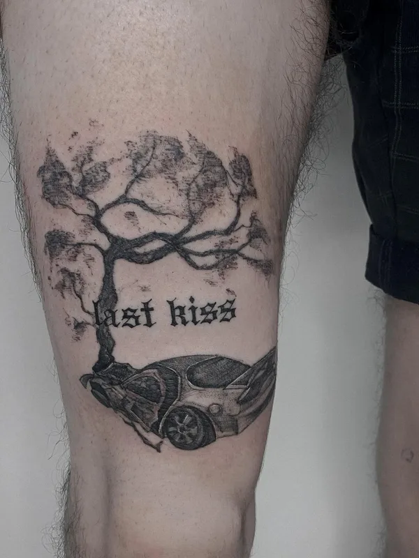black and grey blackwork татуировка на thigh #50076 | Тату мастер Лиза Третинская