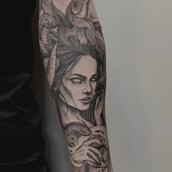 Graphic tattoo by Павел Гончаренко in Новосибирск