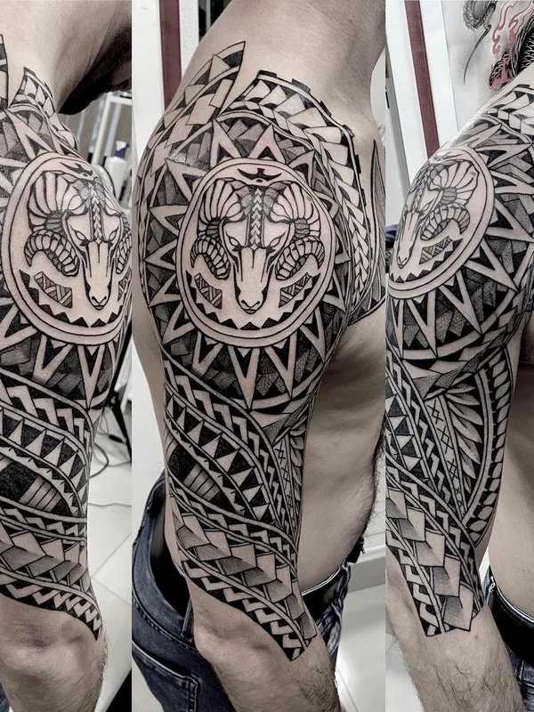 male black tribal татуировка на full sleeve #63913 | Тату мастер Андрей Кононов