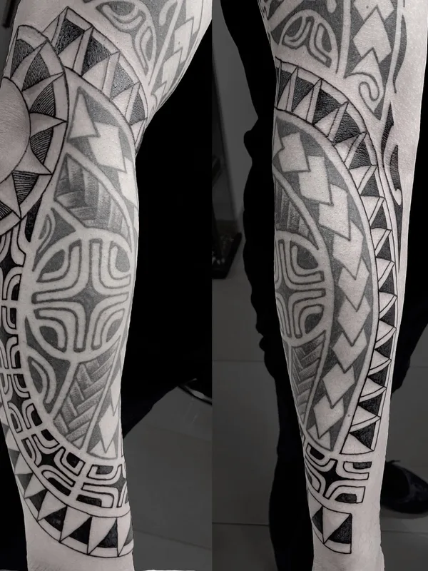 black and grey tribal татуировка на full sleeve #63915 | Тату мастер Андрей Кононов