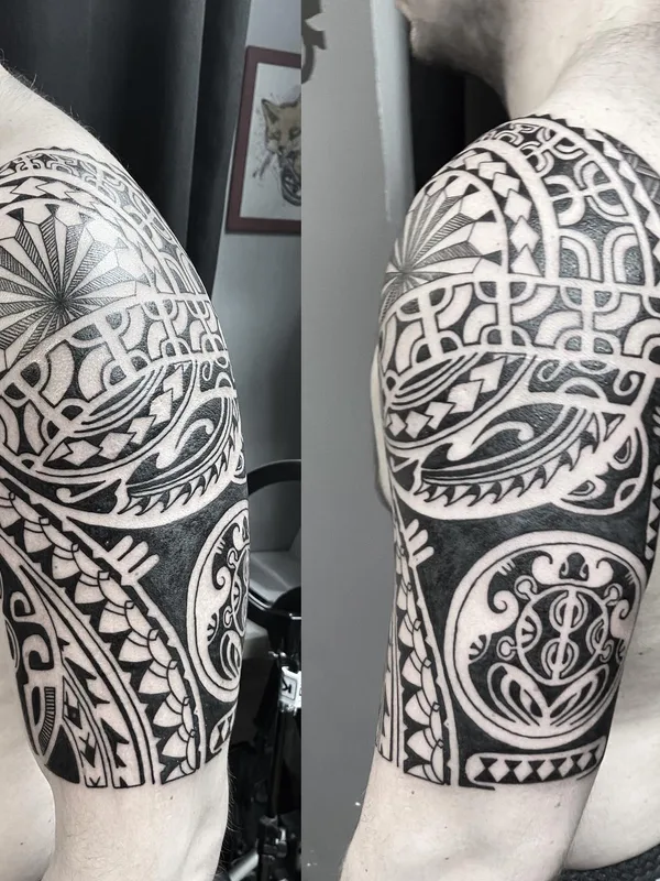 male black tribal татуировка на full sleeve #63914 | Тату мастер Андрей Кононов