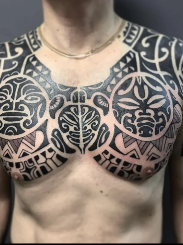 male black tribal татуировка на chest #63907 | Тату мастер Андрей Кононов