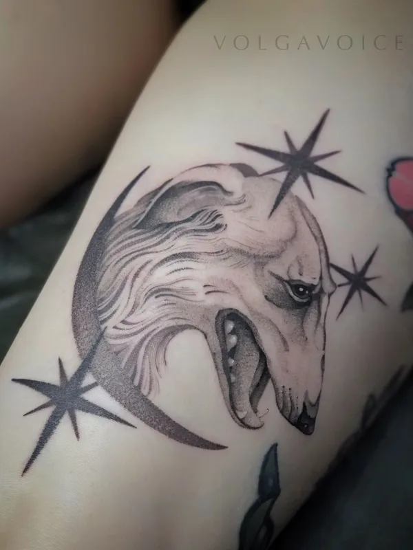 black and grey black and grey татуировка на thigh #35420 | Тату мастер Egor Vavilov
