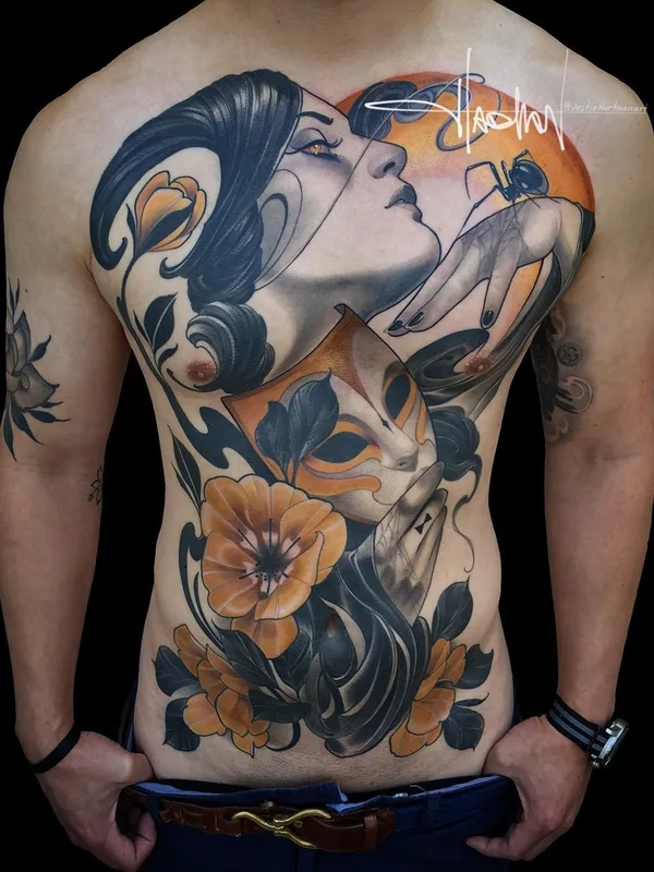 male color realism tatuaje en chest #38781 | Tatuador Justin Hartman