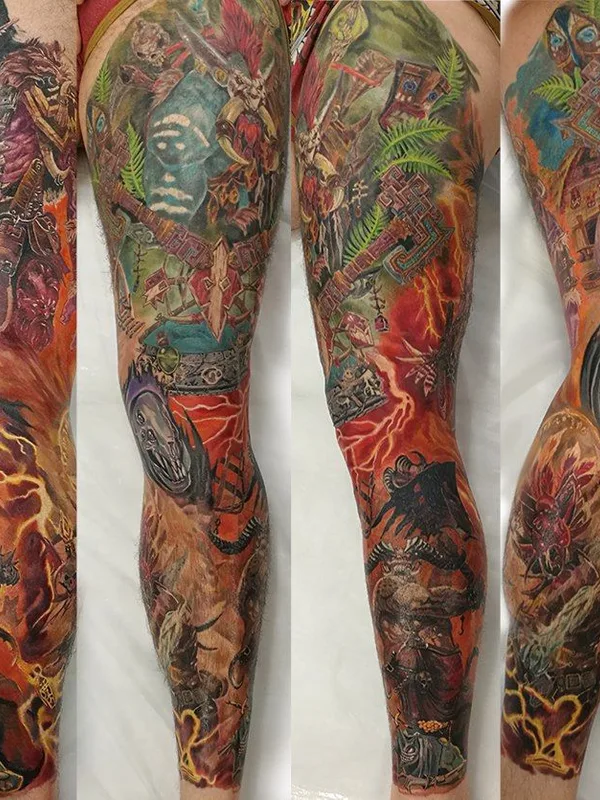 color illustrative tatuaje en full leg #39218 | Tatuador Наталья Graffyca Кирильчук