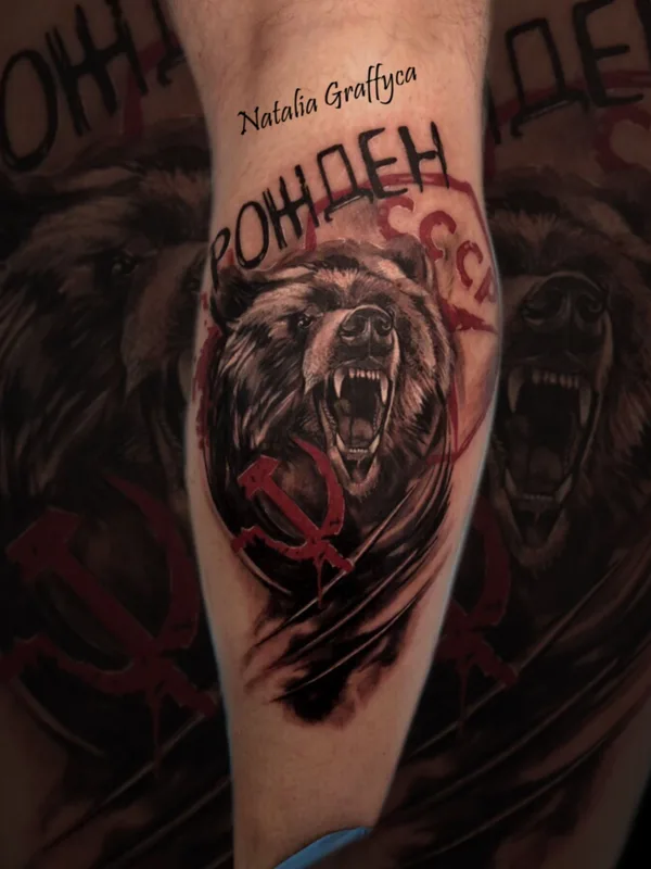 black and grey realism tatuaje en calf #39222 | Tatuador Наталья Graffyca Кирильчук