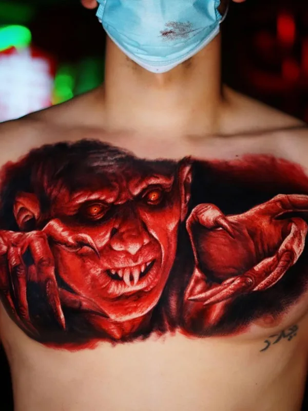 male color realism tatuaje en chest #39442 | Tatuador Adrian Sanchez