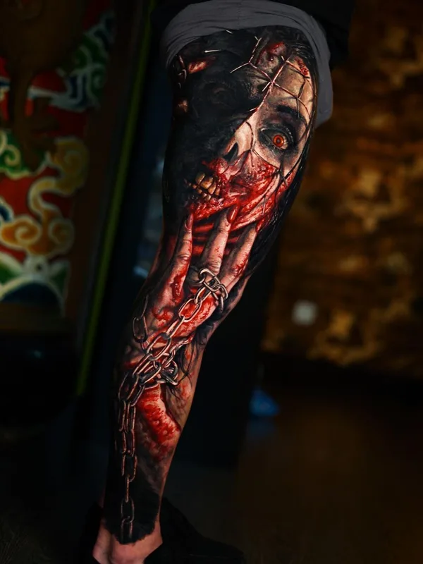 color realism tatuaje en full leg #39443 | Tatuador Adrian Sanchez