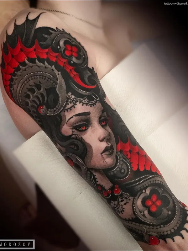 female color realism татуировка на full sleeve #54764 | Тату мастер Виталий Морозов