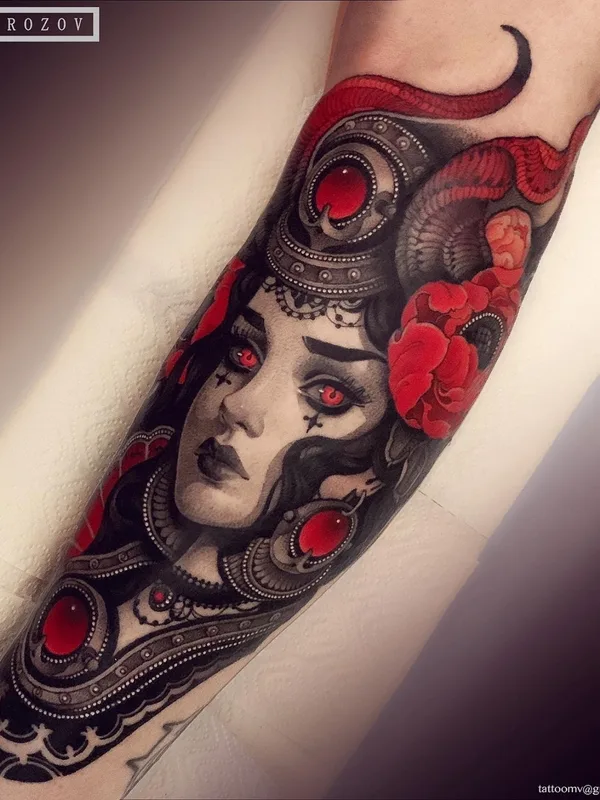 female color neo traditional татуировка на forearm #54770 | Тату мастер Виталий Морозов