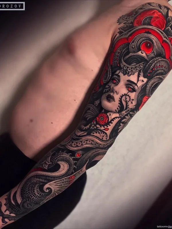 color realism татуировка на full sleeve #54765 | Тату мастер Виталий Морозов