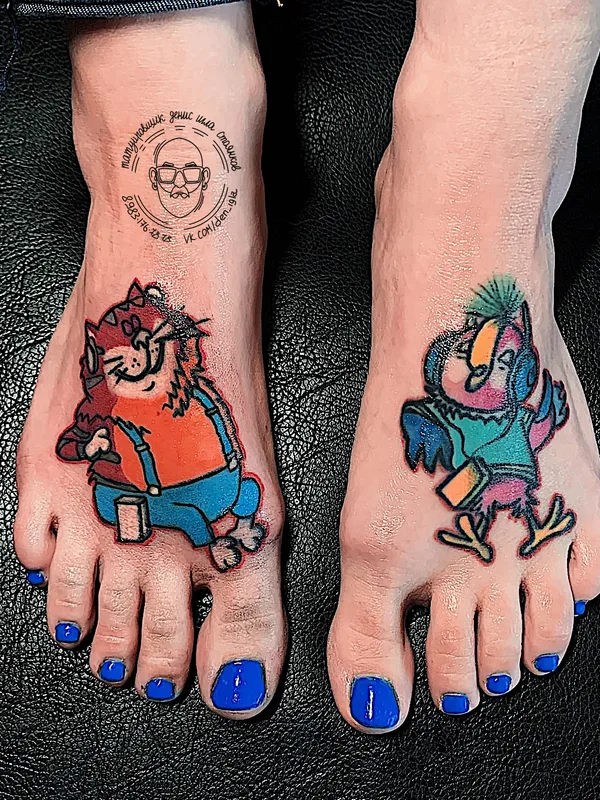 color cartoon tatouage sur foot #55308 | Artiste tatoueur Денис Игла-Стоянков