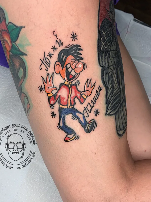 color cartoon tatouage sur forearm #55312 | Artiste tatoueur Денис Игла-Стоянков