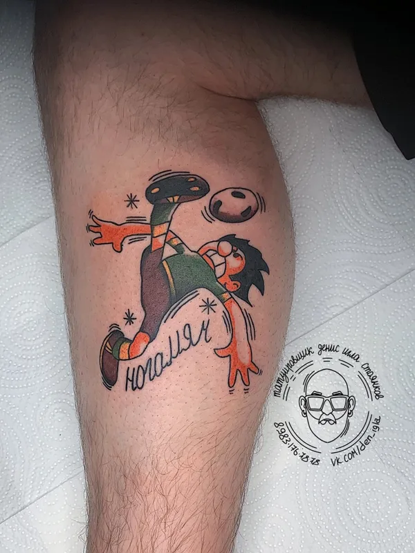 color cartoon tatouage sur calf #55310 | Artiste tatoueur Денис Игла-Стоянков