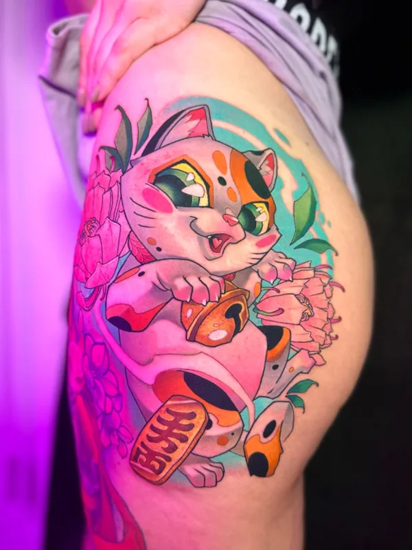 female color japanese tattoo auf thigh #70051 | Tätowierer Стася MINTFOX