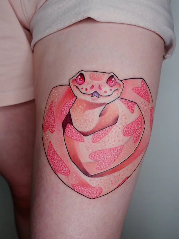 color illustrative tattoo auf thigh #70052 | Tätowierer Стася MINTFOX