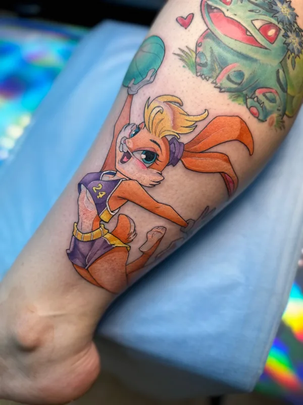 color cartoon tattoo auf calf #70058 | Tätowierer Стася MINTFOX