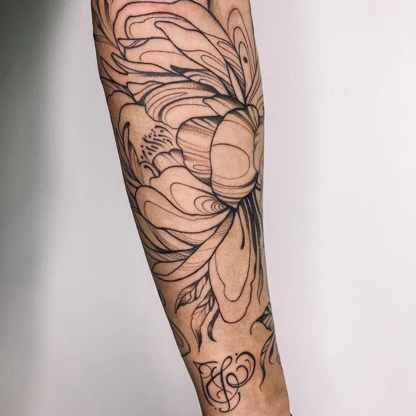 Linework tattoo by Alena Fares in Moscow