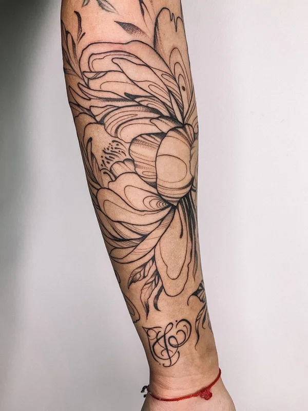 black linework татуировка на forearm #70113 | Тату мастер Alena Fares