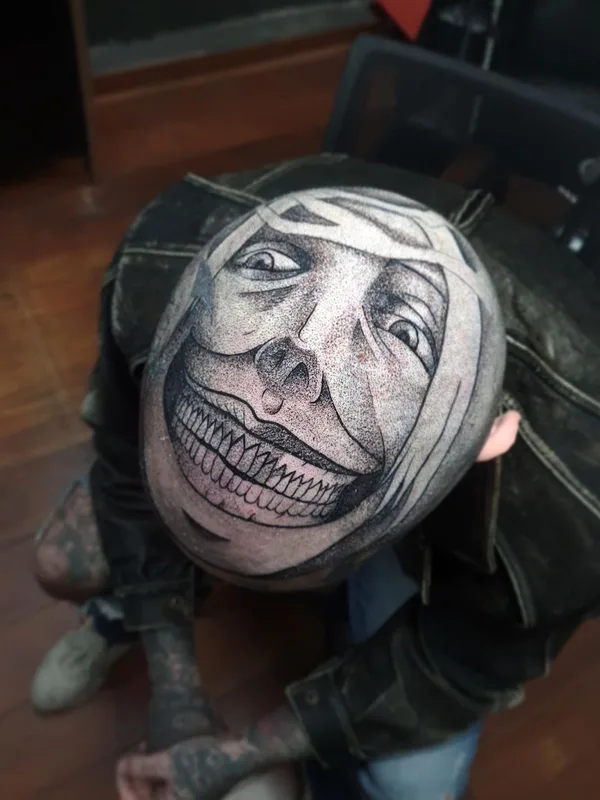 black and grey blackwork Tatuagem em head #55846 | Tatuador Amorim Tattoo Geek