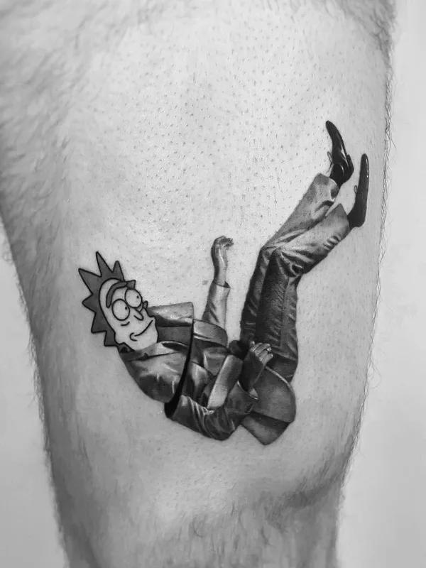 black and grey black and grey 纹身 在 thigh #55865 | 纹身师 Dani Sanz