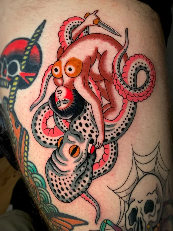 color traditional Tatuaggio su thigh #71921 | Tatuatore Stef Bastián