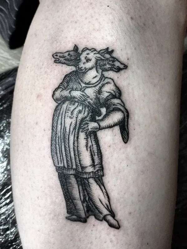 black engraving татуировка на calf #71926 | Тату мастер Василиса Солкан