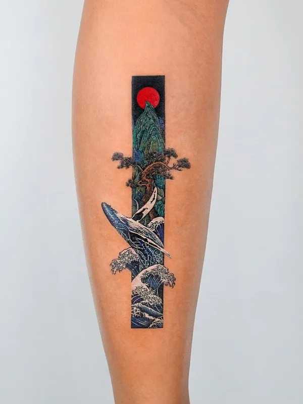 color japanese tatuaje en calf #58202 | Tatuador EQ tattoo