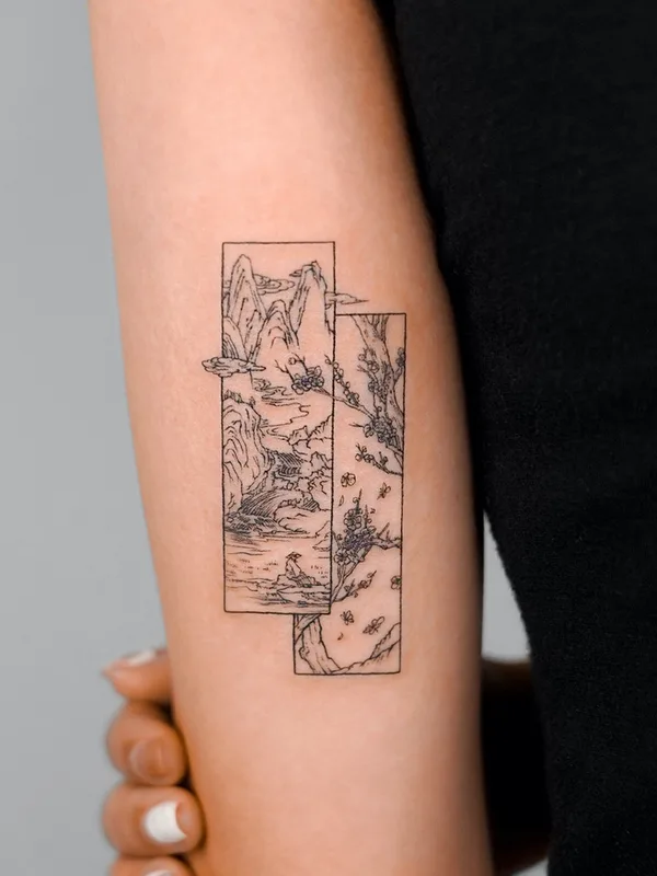 female black linework tatuaje en forearm #58198 | Tatuador EQ tattoo