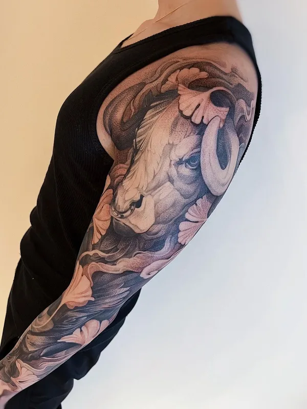 Graphic tattoo by Michael George Pecherle in Toronto