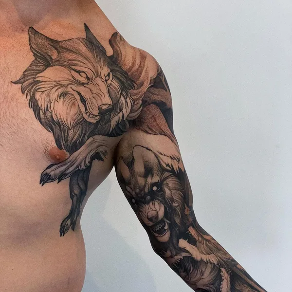 Graphic tattoo by Michael George Pecherle in Toronto