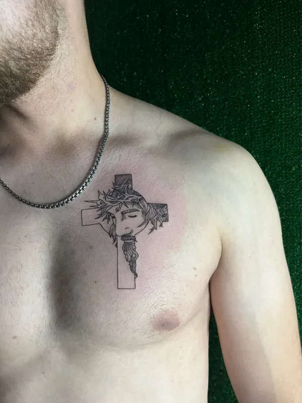 male black blackwork Tatuaggio su chest #72742 | Tatuatore Татьяна Гущина