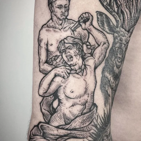 Graphic tattoo by Zuza Gałuszka in Wrocław