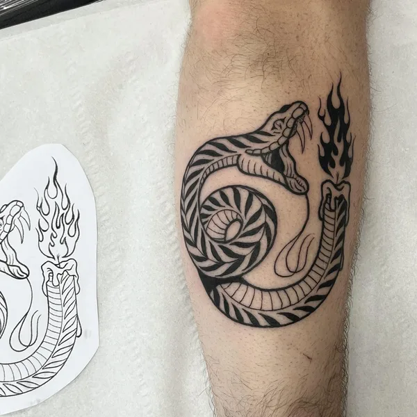 Graphic tattoo by Iain Sellar in Bristol