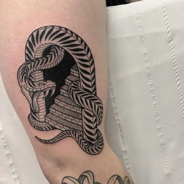 Graphic tattoo by Iain Sellar in Bristol