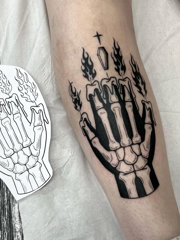 Graphic tattoo by Iain Sellar in Bristol