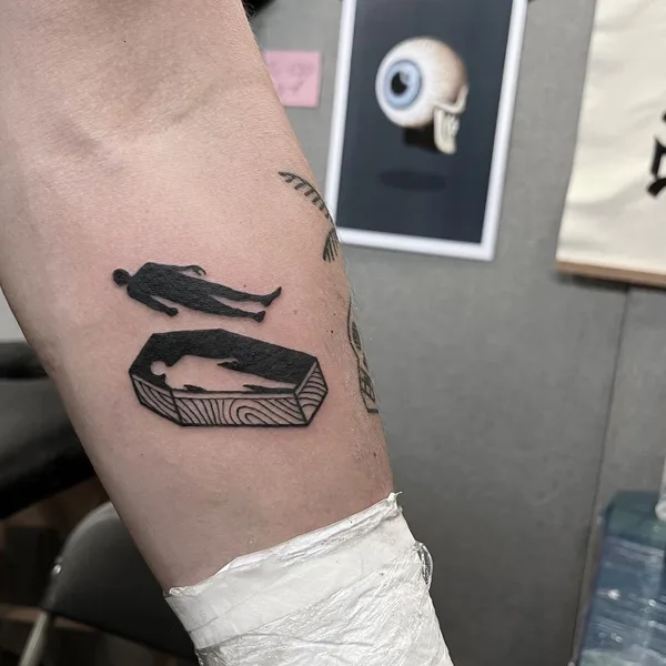 Graphic tattoo by Iain Sellar in Bristol