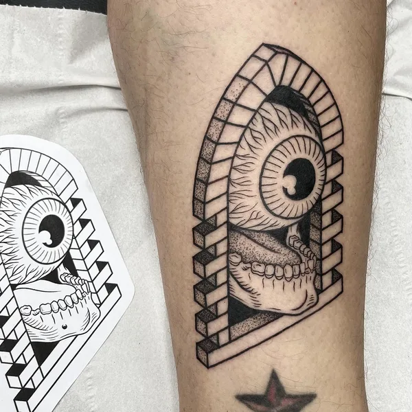 Graphic tattoo by Iain Sellar in Bristol